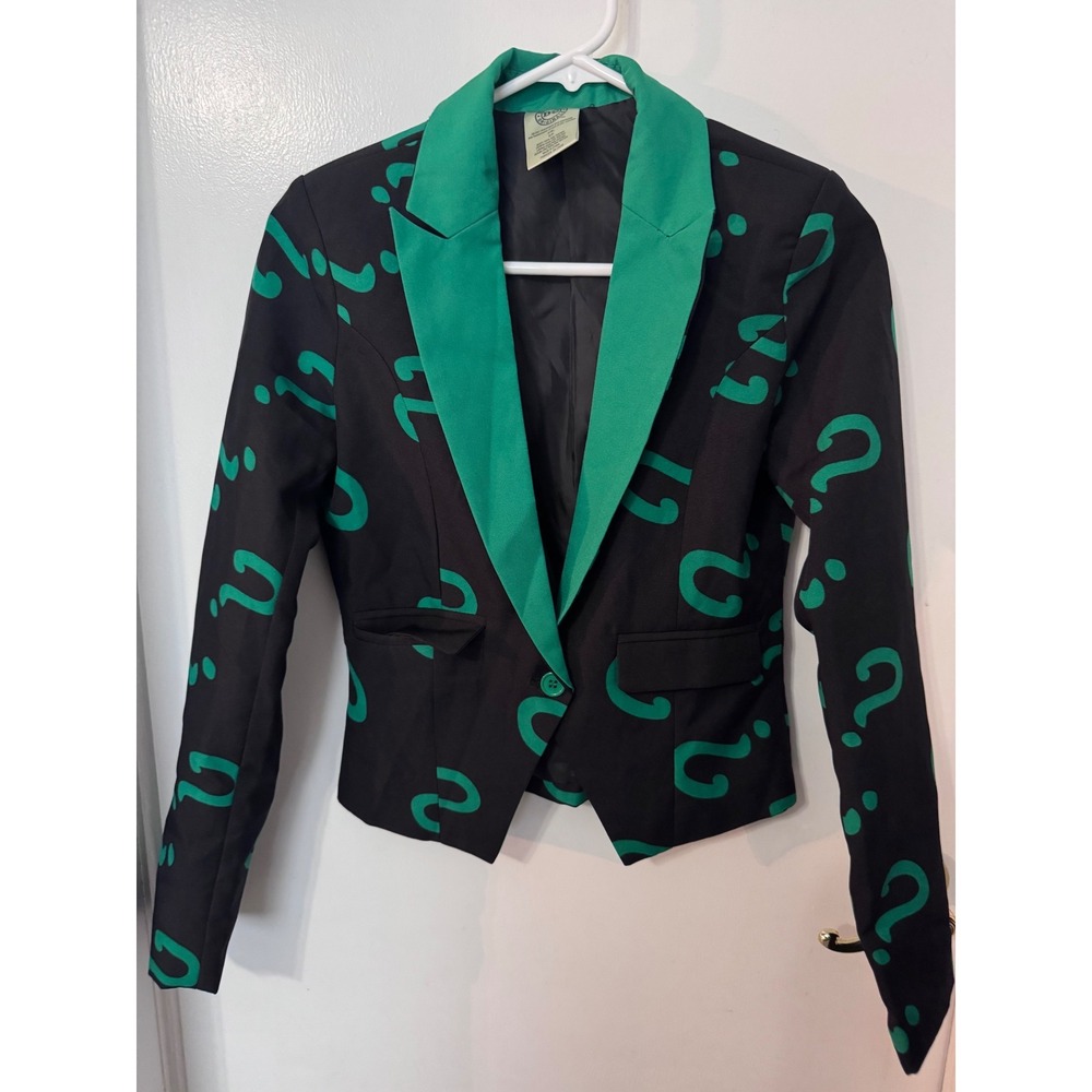 DC Comics Originals The Riddler Blazer Jacket Black Green Question Mark Small